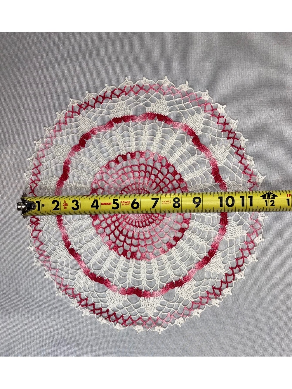 Set of 2 Vintage Crocheted Doilies, 12" Pink Variegated Round Cottagecore Lace - Picture 5 of 8